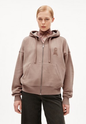 ARMEDANGELS NIDORINAA Sweat Jacket Oversized Fit made of Organic Cotton Cinnamon Dust | ZUXGYO-241