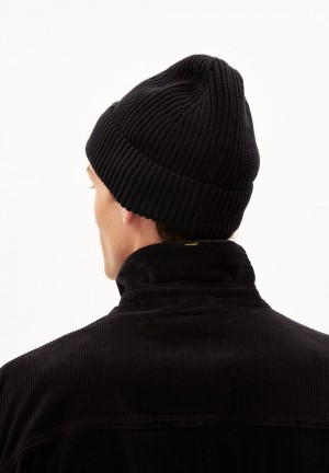 ARMEDANGELS NILDAAO COTTON Beanie made of Organic Cotton Negras | WZVHBU-672