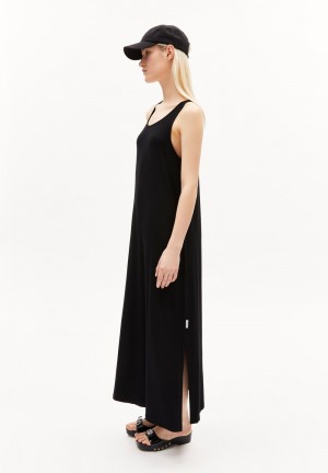 ARMEDANGELS NISAA LITAA Jersey Dress Regular Fit made of LENZING™ ECOVERO™ Mix Negras | JENOCF-810
