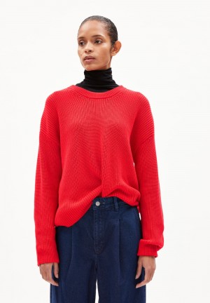 ARMEDANGELS NURIAAS Sweater Loose Fit made of Organic Cotton Rojas | GCKLJX-345