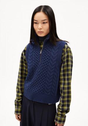ARMEDANGELS OLAIAAS CABLE Knit Top Relaxed Fit made of Organic Wool Mix Verde Menta Azules | VDPYAI-251