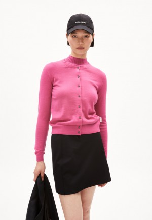 ARMEDANGELS OPHALIAA MERINO Cardigan Slim Fit made of Merino-Wool Crushed Berry | DUACYM-642