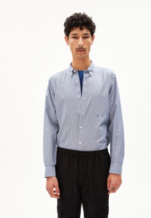 ARMEDANGELS QUAASA STRIPES Shirt Regular Fit made of Organic Cotton Indigo | FDOBPE-392