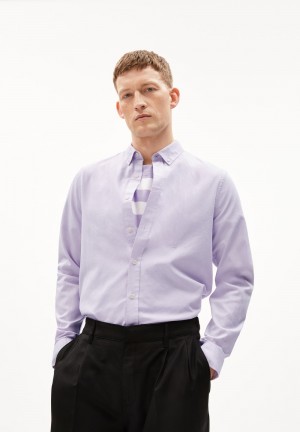 ARMEDANGELS QUAASA Shirt Regular Fit made of Organic Cotton Lavanda Verde Menta | ELJCZH-246