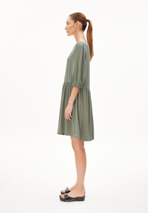 ARMEDANGELS ROSEAA Woven Dress Relaxed Fit made of LENZING™ ECOVERO™ Viscose Gris Verde | UOIFHZ-589
