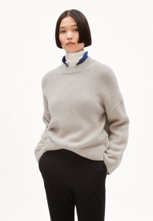 ARMEDANGELS SADNAA SOLID Sweater Oversized Fit made of Merino-Wool Mix Gravel | UBRIXY-456