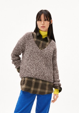 ARMEDANGELS SAKIAA LEOPARD Knit Sweater Oversized Fit made of Organic Wool Mix Verde Menta | FTZGPS-068