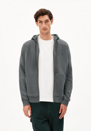 ARMEDANGELS SAROMIAAN COMFORT Sweat Jacket Regular Fit made of Organic Cotton Mix Space Steel | VIUWSD-125