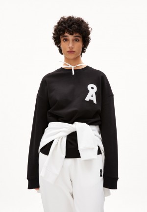 ARMEDANGELS SASHAA ICONIC CAPSULE Heavyweight Sweatshirt Relaxed Fit made of Organic Cotton Mix Negras | LTCHUB-531