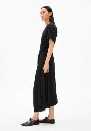 ARMEDANGELS SEDISAA Woven Dress Regular Fit made of TENCEL™ Lyocell Mix Negras | PQIZMD-325