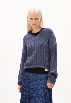 ARMEDANGELS SIMONAAS Sweater Loose Fit made of Organic Cotton Mix Dynamo Blue-undyed | BWMQGV-689