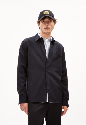 ARMEDANGELS SKJORTAAS Shirt Relaxed Fit made of TENCEL™ Lyocell Mix Night Sky | MJQYNC-265