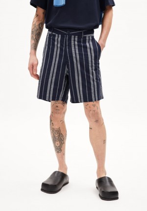 ARMEDANGELS SOJAAN SEERSUCKER Shorts Relaxed Fit made of Organic Cotton Night Sky | EBAJHK-041