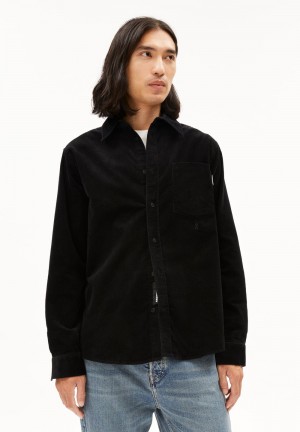 ARMEDANGELS SOMAAN Overshirt Regular Fit made of Organic Cotton Mix Negras | UKJXTQ-194