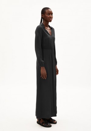 ARMEDANGELS STELAA Woven Dress Regular Fit made of LENZING™ ECOVERO™ Negras | PHICWV-593