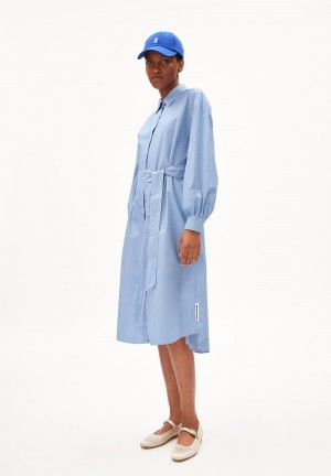 ARMEDANGELS SURIAANA STRIPED Woven Dress Loose Fit made of Organic Cotton Warm Blue-white | VWTNLZ-578