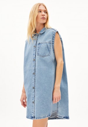ARMEDANGELS TAALUHLA Denim Dress Slim Fit made of recycled Cotton Azules | JGHPTD-469