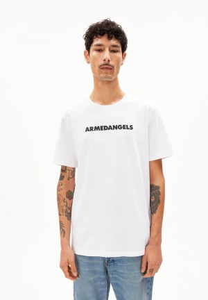 ARMEDANGELS TAALU WORDMARK Heavyweight T-Shirt Relaxed Fit made of Organic Cotton Blancas | TDXPOC-623