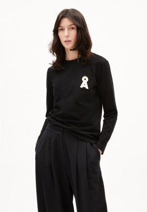 ARMEDANGELS TAAMINARA Å EMBRO Heavyweight Longsleeve Regular Fit made of Organic Cotton Mix Negras | JXNTUH-639