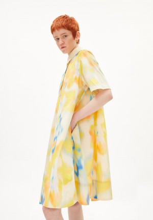 ARMEDANGELS TALIZAA THERMAL CAM Woven Dress Relaxed Fit made of Organic Cotton Blancas | LOMYCA-708