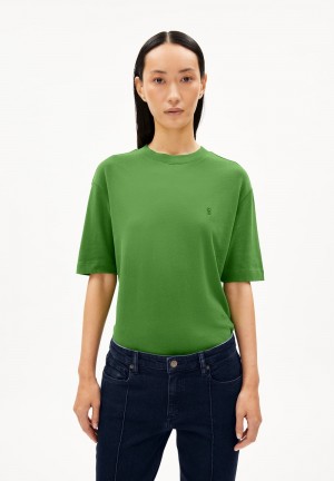 ARMEDANGELS TARJAA Heavyweight T-Shirt Loose Fit made of Organic Cotton Mix Verde | TGCJIY-981