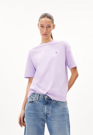 ARMEDANGELS TARJAA Heavyweight T-Shirt Loose Fit made of Organic Cotton Mix Lavanda Verde Menta | YSLKUE-162