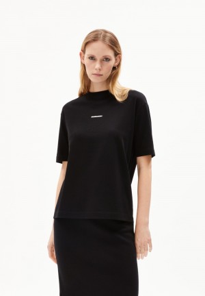 ARMEDANGELS TARJAA WORDMARK Heavyweight T-Shirt Loose Fit made of Organic Cotton Mix Negras | MRQHZB-284