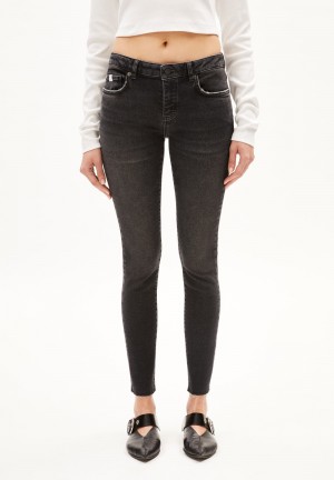 ARMEDANGELS TAYNAA Jeans Skinny Leg Low Waist Organic Cotton Mix X-Stretch Onyx | XCUTIF-374