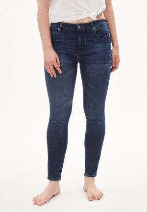 ARMEDANGELS TILLAA Jeans Skinny Leg Mid Waist Organic Cotton Mix X-Stretch Verde Menta | LCNIQG-189