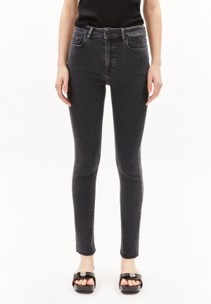 ARMEDANGELS TILLAA X RÅ HEM Skinny Leg Mid Waist made of Organic Cotton Mix Negras Claro | ZDJLRQ-285