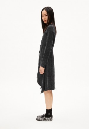ARMEDANGELS TINRAA JACQ Woven Dress Regular Fit made of TENCEL™ Lyocell Mix Negras | VYCUSG-861