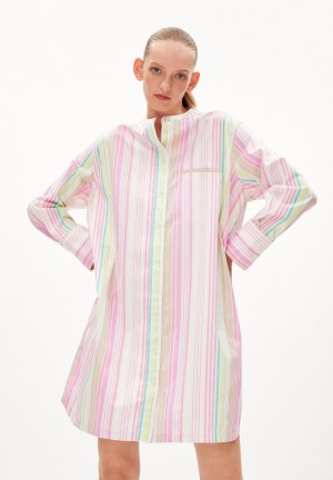 ARMEDANGELS VAAJA STRIPES Woven Dress Relaxed Fit made of Organic Cotton Blancas | HMZYGC-514
