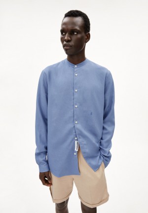 ARMEDANGELS VAALERONIMUS LINO Shirt Relaxed Fit made of Linen-Mix Azules | KPITJE-327