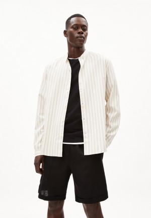 ARMEDANGELS VAALERONIMUS STRIPES Shirt Relaxed Fit made of Organic Cotton Oatmilk-cinnamon Dust-blue Stone | WYOJQD-530