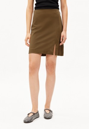 ARMEDANGELS VANJARAA Jersey Skirt Slim Fit made of LENZING™ ECOVERO™ Viscose Mix Dried Moss | CBDXWR-597
