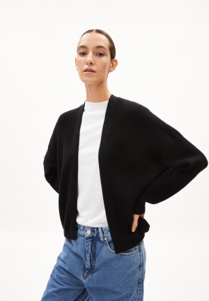 ARMEDANGELS VILDAANA Cardigan Oversized Fit made of Organic Cotton Negras | SLOQTD-628
