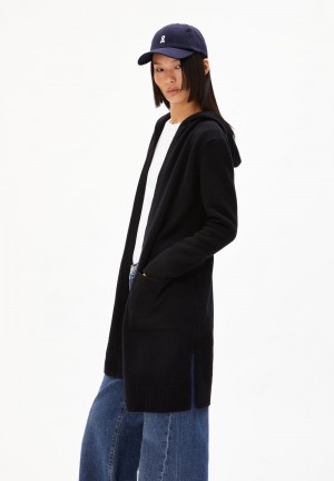 ARMEDANGELS WANDAA Cardigan Relaxed Fit made of Organic Wool Mix Negras | WJLSIC-410