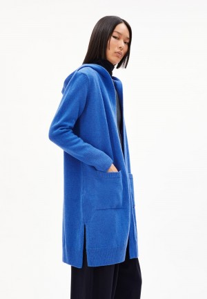 ARMEDANGELS WANDAA Cardigan Relaxed Fit made of Organic Wool Mix Azules | FLBPAI-074