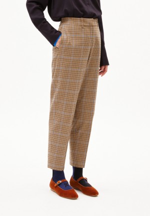 ARMEDANGELS WARMAAR PATTERN Woven Pants made of Organic Cotton Mix Dry Bark | UMBCRQ-694
