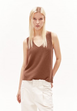 ARMEDANGELS WILMAA Knit Top Regular Fit of Organic Cotton Nutshell | WNKLXB-476