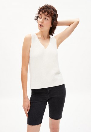 ARMEDANGELS WILMAA Knit Top Regular Fit of Organic Cotton Offwhite | HCOZBU-913