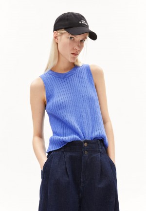 ARMEDANGELS WIOLAA Knit Top Regular Fit of Organic Cotton Azules | TOCXHZ-207