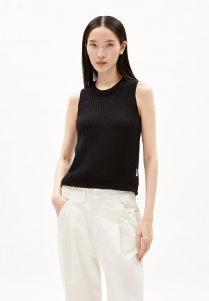 ARMEDANGELS WIOLAA Knit Top Regular Fit of Organic Cotton Negras | GDVOLF-192