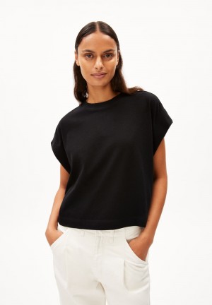ARMEDANGELS XARTAA LINEN Top Oversized Fit made of Linen-Mix Negras | BOFHJR-984