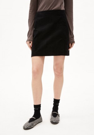 ARMEDANGELS ZAILAA CORDUROY Woven Skirt Regular Fit made of Organic Cotton Mix Negras | GXHURK-982