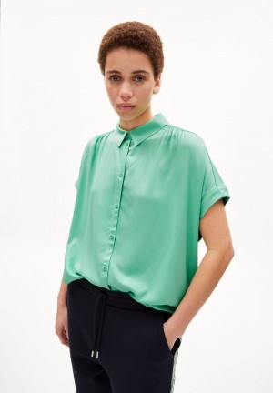 ARMEDANGELS ZONYAA Blouse Relaxed Fit made of LENZING™ ECOVERO™ Viscose Bright Lime | IYJTGZ-579